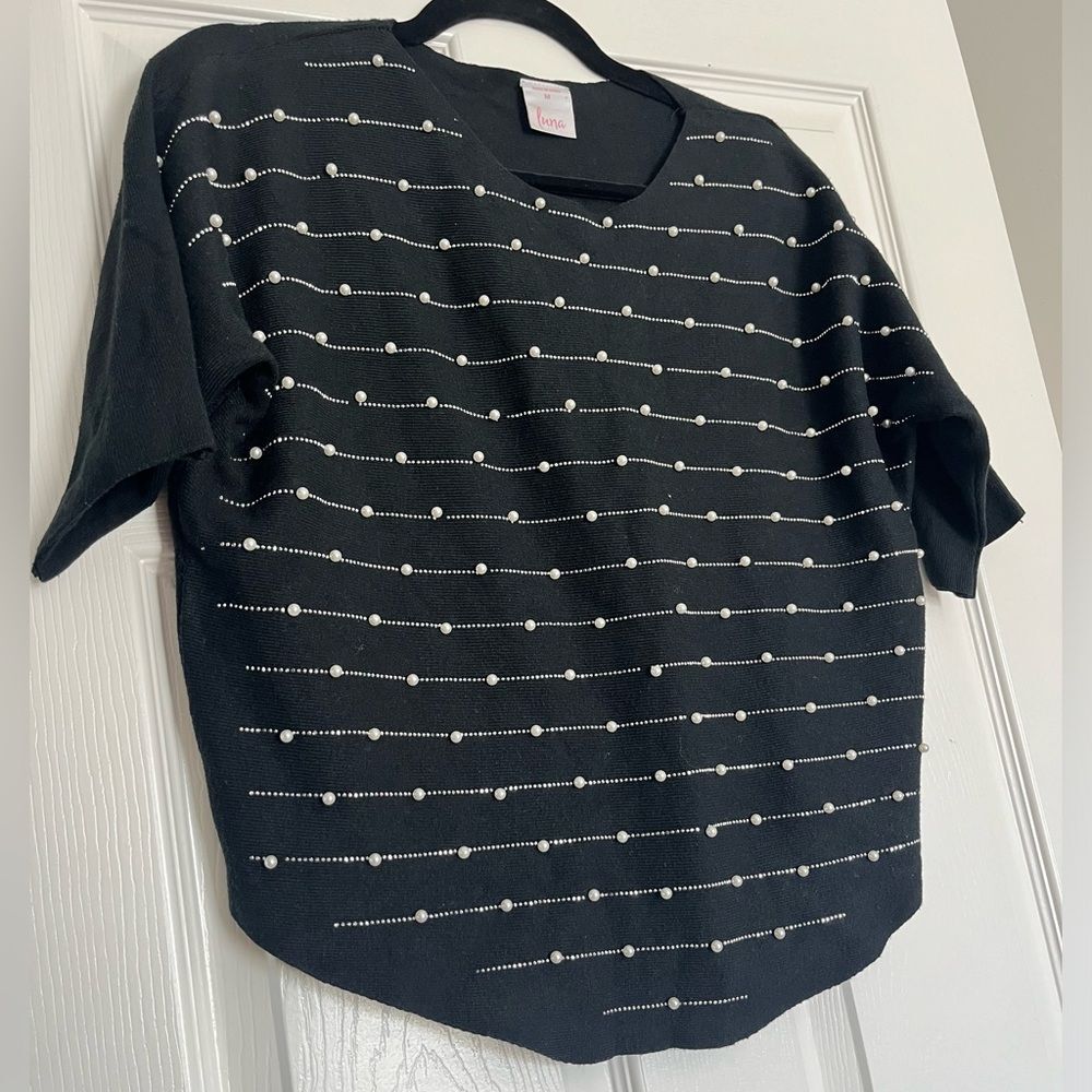 Black Sweater w/ Pearls
